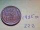 1935 D Lincoln Cent Fine Detail Great Coin (272) Wheat Back Penny Small Cents photo 1