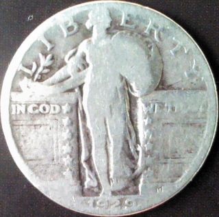 1929 P Standing Liberty Quarter; @ 90% Silver Coin Circulated photo