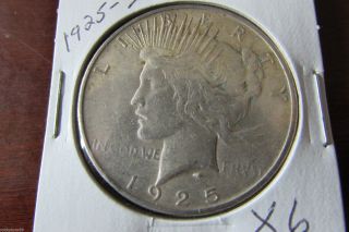 1925 - S - Peace Dollar Semi Key Date 90% Silver X6 photo