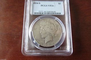 1934 S Peace Silver Dollar Pcgs Vf30 Semi Key Date photo