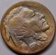 1914 - S Buffalo Nickel.  Ms/ Bu+,  Choice Bu.  Toning,  Gold,  Purple,  Red.  Scarce Nickels photo 1
