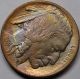 1914 - S Buffalo Nickel.  Ms/ Bu+,  Choice Bu.  Toning,  Gold,  Purple,  Red.  Scarce Nickels photo 2