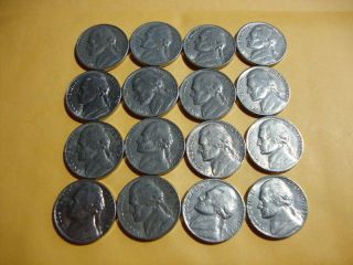 16 Different Jefferson Nickels 1972 - 1979 - D photo