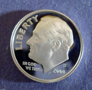 2008 - S Silver Proof Roosevelt Dime Frosted Ultra Cameo 90% Silver photo