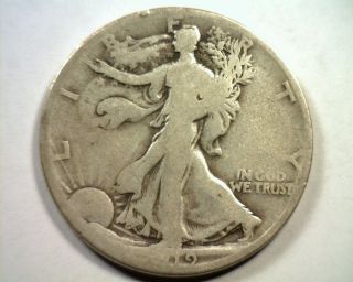 1919 - S Walking Liberty Half About Good / Good Ag/g Coin Bobs Coin photo
