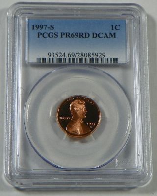 1997 - S Proof Lincoln Cent Penny Pcgs Pr69rd Dcam photo