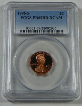 1996 - S Proof Lincoln Cent Penny Pcgs Pr69rd Dcam photo