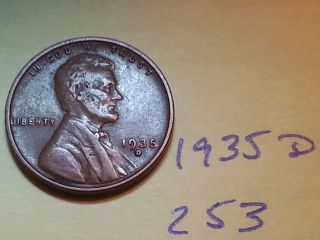 1935 D Lincoln Cent Fine Detail Great Coin (253) Wheat Back Penny photo