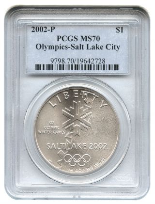 2002 - P Salt Lake City Olympics $1 Pcgs Ms70 Modern Commemorative Silver Dollar photo