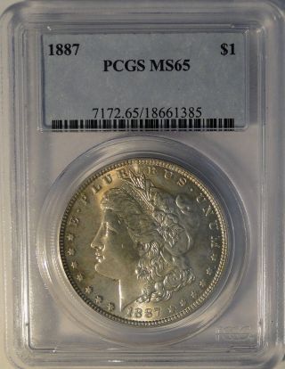 1887 Morgan Silver Dollar Ms65 Pcgs385 photo
