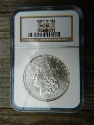 1881 S Morgan Silver Dollar - Ngc Ms64. . .  Crisp Detailed Coin With Solid Color photo