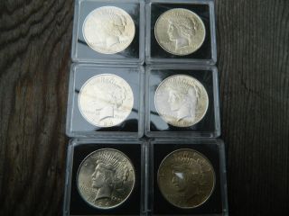 (6) 1924 Peace Dollars - Almost Uncirculated photo