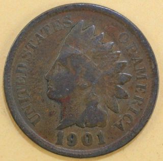 1901 Indian Head Penny Circulated Good Date Ihp 491 photo