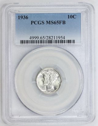 1936 Silver Mercury Dime Ms 65 Fb Pcgs (1954) photo