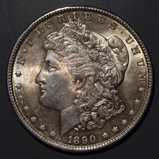 1890 Us Morgan Silver Dollar Choice Uncirculated,  Nicely Toned (e) photo