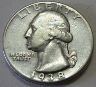 1938 Washington Silver Quarter Coin photo