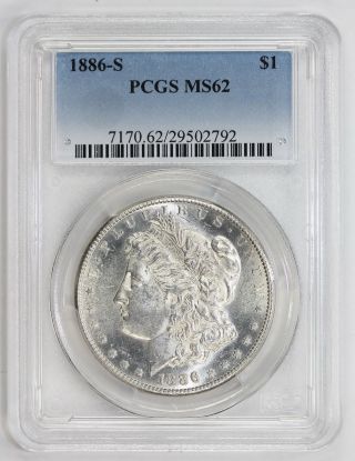 1886 S Morgan Silver Dollar Ms 62 Pcgs (2792) photo
