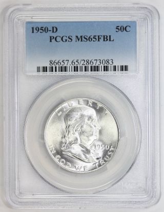 1950 D Franklin Silver Half Dollar Ms 65 Fbl Pcgs Near Gem Uncirculated (3083) photo