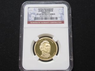 2008 S Proof James Monroe Presidential Dollar - Ngc Pf 69 Ultra Cameo (015) photo