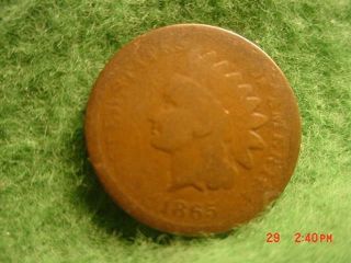 1865 Indian Head Cent,  Good Fancy 5 Civil War photo