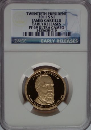 Ngc Early Releases 2011 Proof James Garfield 20th Presidential Dollar Pf69 Pr $1 photo