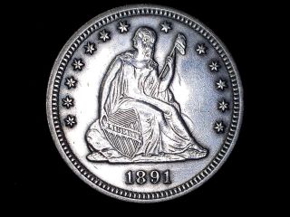 1891 - P Liberty Seated Quarter,  Silver,  Uncertified,  Business Strike photo