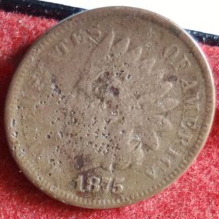 1875 Post - Civil War Indian Head Cent Coin photo