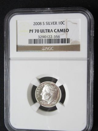2008 S Silver Proof Roosevelt Dime - Ngc Pf 70 Ultra Cameo (356) photo