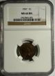 1907 Indian Head Cent Gem Bu Ngc Ms - 64bn. . .  Very Flashy With Toning,  Neat Small Cents photo 2