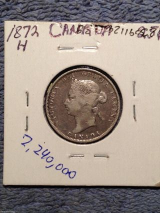 1872 H Canada Silver Quarter photo