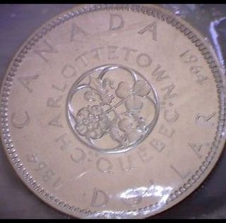Canada 1964 Canadian 80% Silver Dollar Coin Last Yr1st Protrait Queen Elizabeth photo