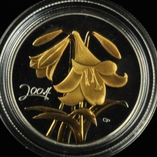 2004 50 - Cent Sterling Silver Coin - Golden Easter Lily photo