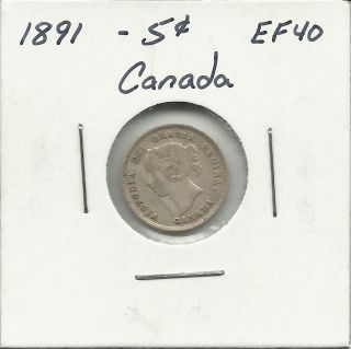 1891 Canadian 5 Cents Coin photo