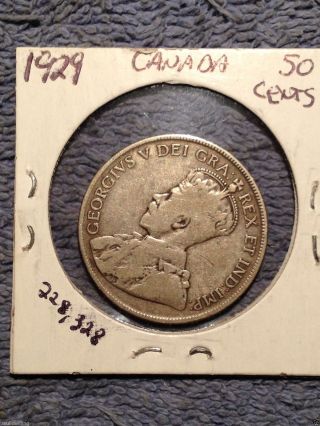 1929 Canada Fifty Cent Silver Coin photo