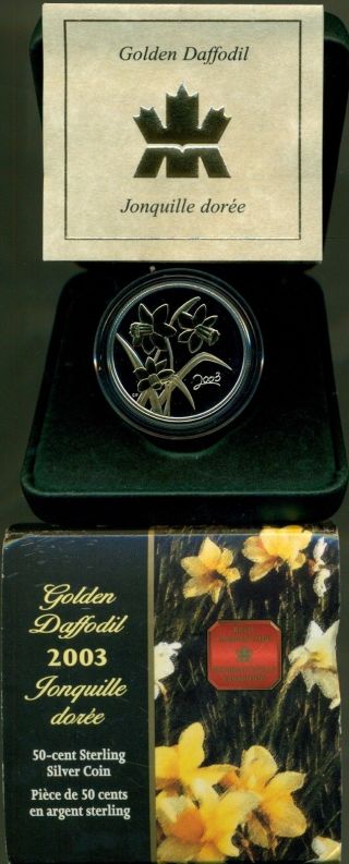 2003 Canada 50 - Cent Sterling Silver Coin - Golden Daffodil photo