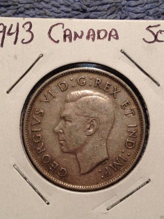1943 Canada Fifty Cent Silver Coin photo