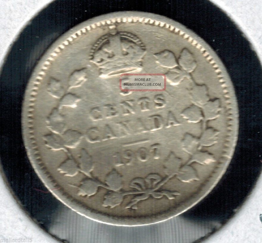 1907 Canada King George V Silver 5 Cents.  925 Fine Silver 107 Year Old Coin Coins: Canada photo