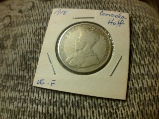 1918 Canada Silver Half Dollar Vg+ - F photo