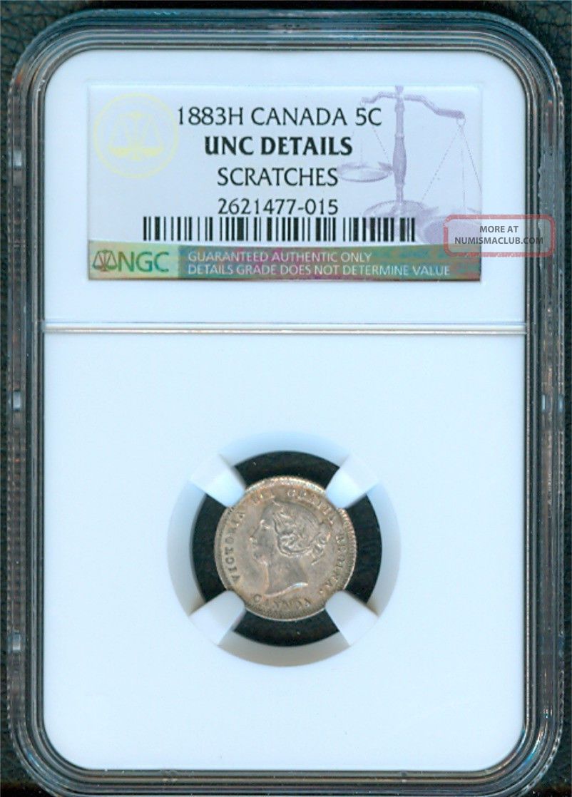 1883h Half Dime Ngc Unc.  Details,  Scratches Coins: Canada photo