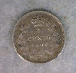 Canada 5 Cents 1899 Very Fine Silver (item 297) photo