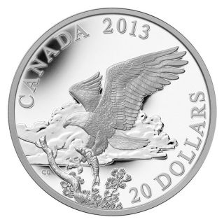2013 - $20 Fine Silver Canada Coin - The Bald Eagle - Returning From The Hunt photo