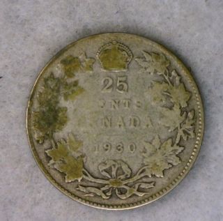 Canada 25 Cents 1930 Fine Silver Coin (cyber 604) photo