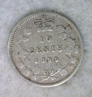 Canada 10 Cents 1898 Silver Coin (cyber 214) photo