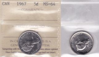 1967 Iccs Ms64 5 Cents (double Canada) Five Nickel photo