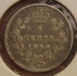 Canada - 1890 - H - 5 Cents -.  925 Silver &.  0346 Oz Asw photo