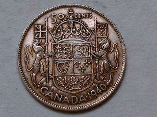 1940 Canada 50 Cents Coin (80% Silver) photo