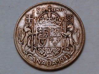 1943 Canada 50 Cents Coin (80% Silver) photo