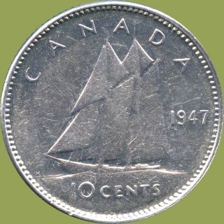 1947 Canada Silver 10 Cent Coin (2.  33 Grams.  800 Silver) (no Tax) photo