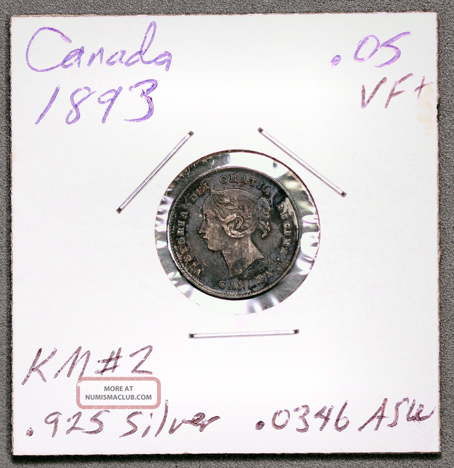 Canada 1893 5 Cents Nickel In Vf+ Coins: Canada photo