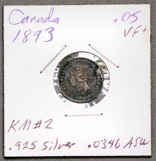 Canada 1893 5 Cents Nickel In Vf+ photo